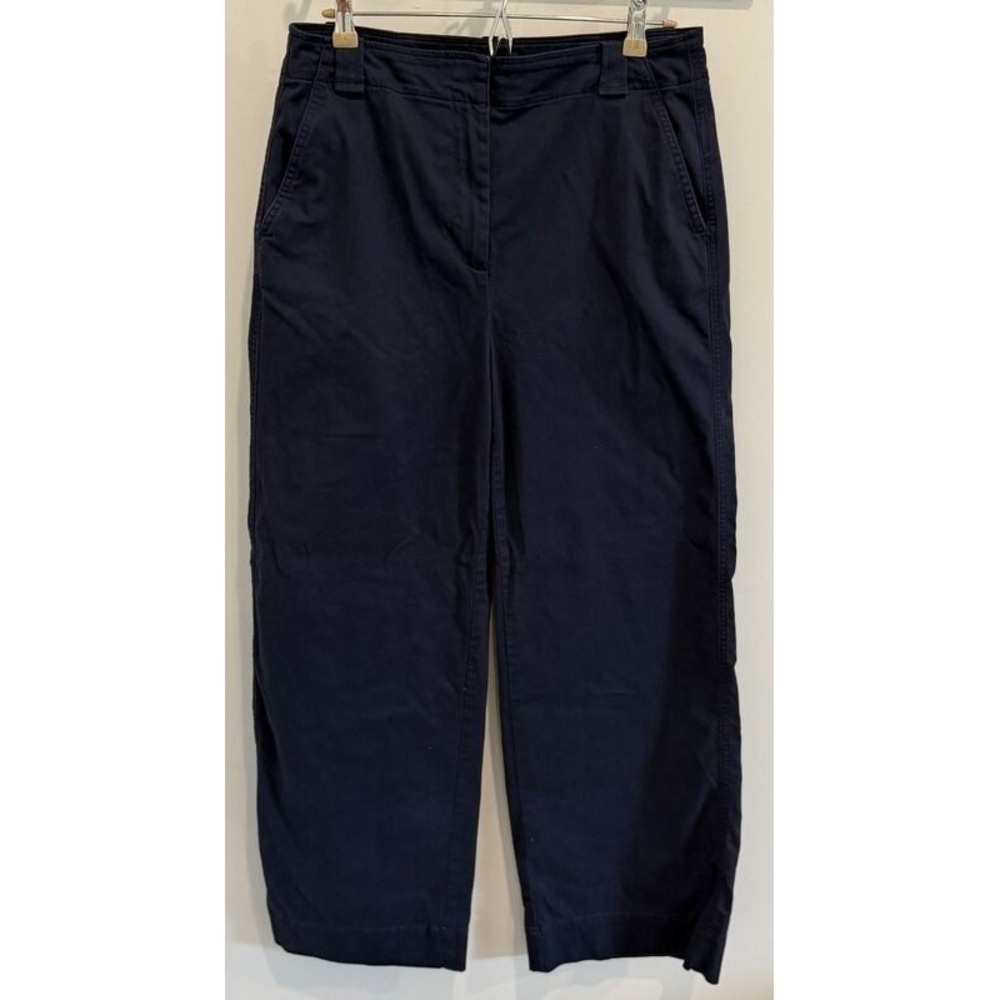 J‎ Crew Womens Navy Size 10 Twill Wide Leg Chino Pants Pockets